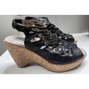 JBU Lillian Black Wedge Sandal Size 8M Open Toe
